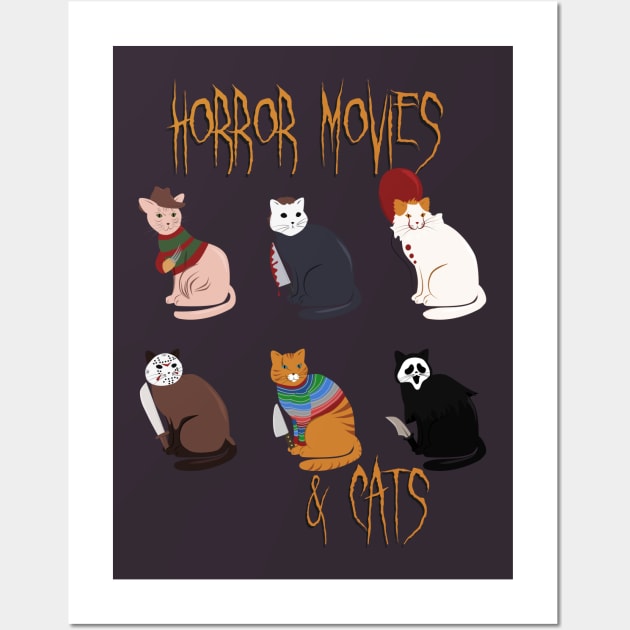 Funny horror movies and cats Wall Art by LittleAna